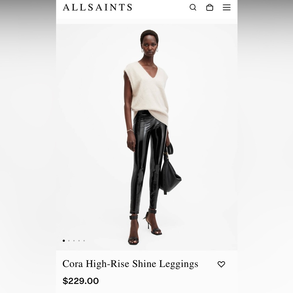 Allsaints All Saints faux leather pants leggings shiny wet leather leggings xs